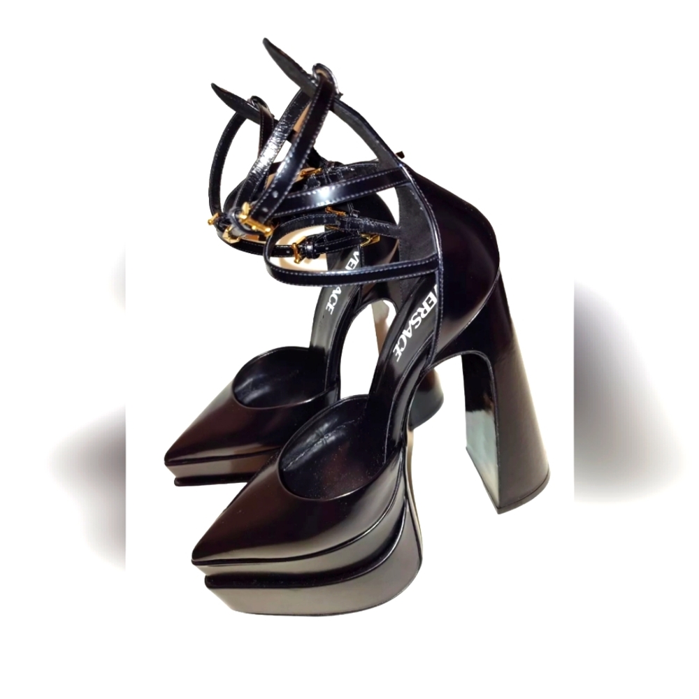 Versace Black Point toe platforms